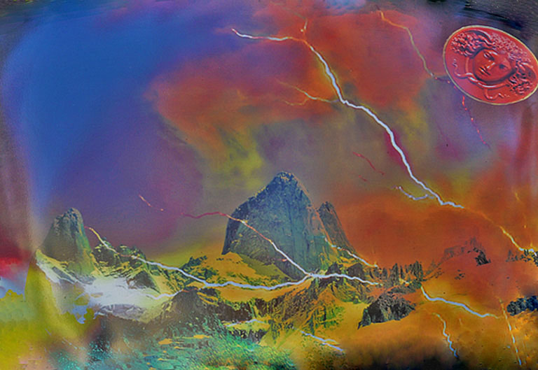 Mountain landscape on glass 1